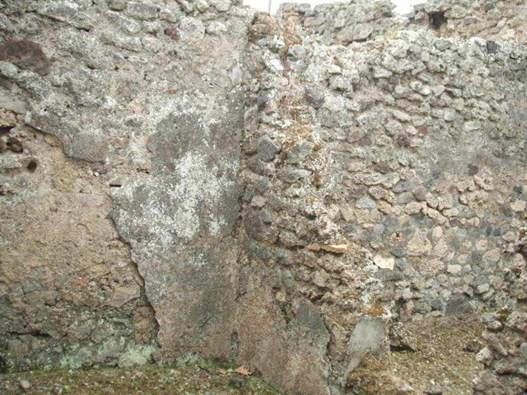 IX.3.23 Pompeii. May 2005. South walls of two areas on south side of atrium.
Room i, on left, was a storeroom, containing the cistern.
Room h, on the right, was the garden in the south-west corner.
