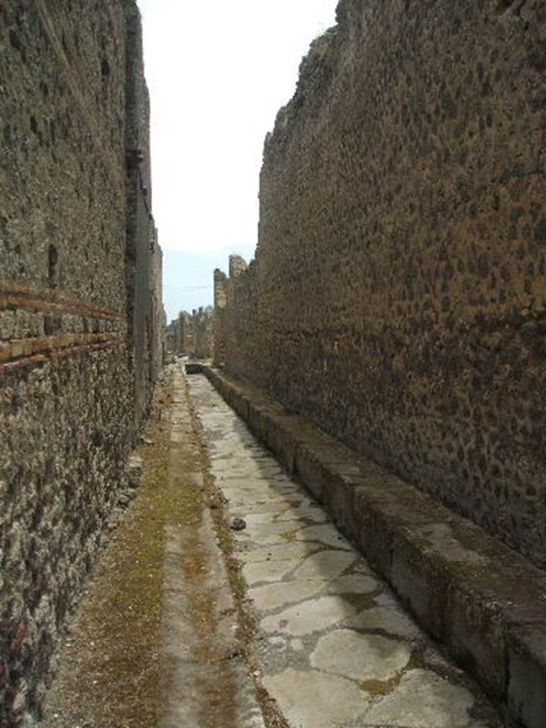 IX.5 Pompeii. Vicolo di Tesmo looking south, from near IX.4.16