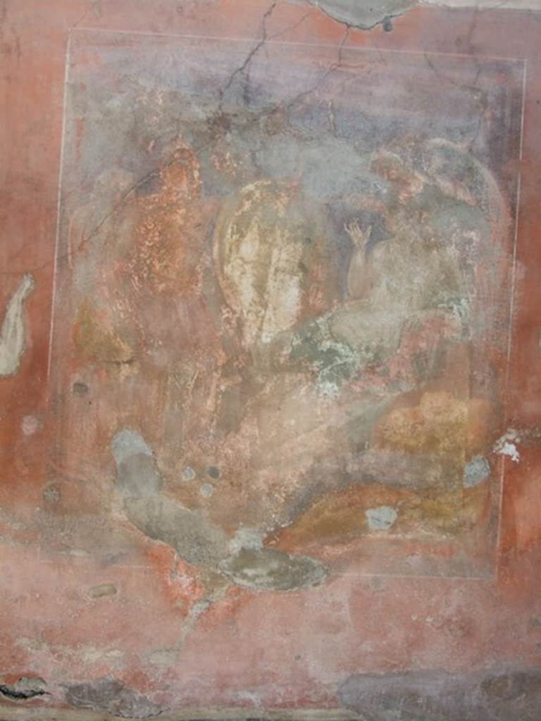 IX.5.2. December 2007. Room 20. Room to north east side of peristyle. Wall painting of Hephaestus bringing the arms of Achilles to Thetis?