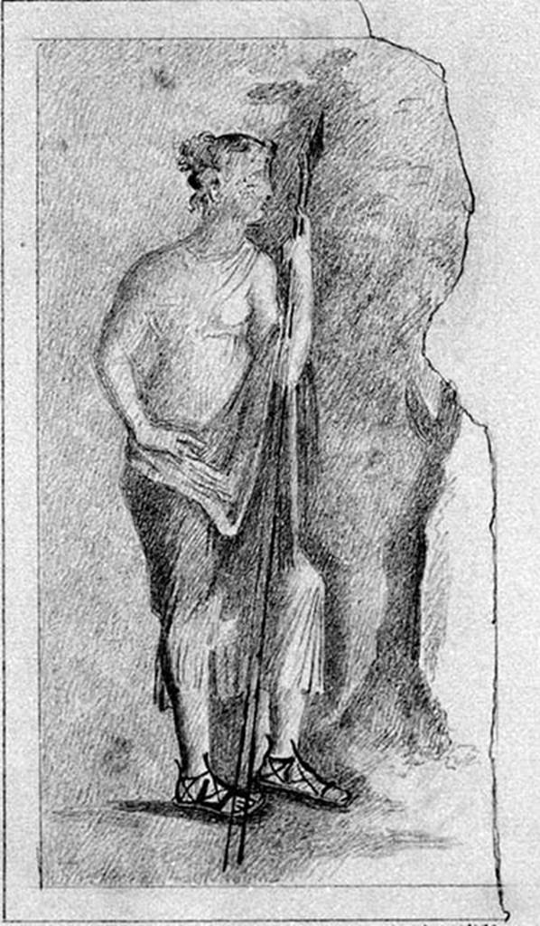 IX.5.2 Pompeii. Room 4, upper zone. Copy of painting of a huntress.
DAIR 83,233. Photo © Deutsches Archäologisches Institut, Abteilung Rom, Arkiv.
See http://arachne.uni-koeln.de/item/marbilderbestand/235615
See Carratelli, G. P., 1990-2003. Pompei: Pitture e Mosaici. Roma: Istituto della enciclopedia italiana, Vol. IX, p. 378.