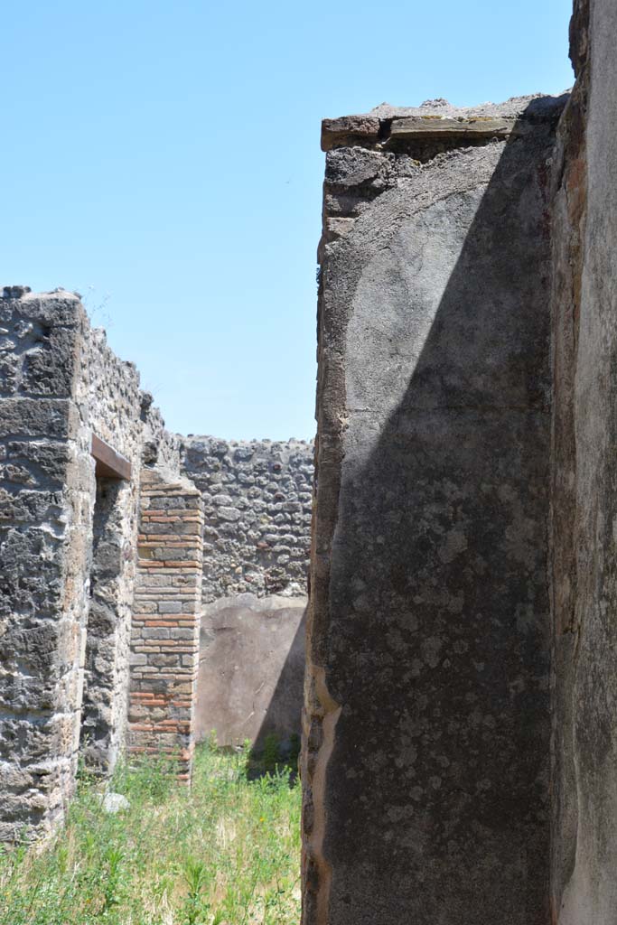 IX.5.2 Pompeii. May 2017.
Room ‘f’, upper pilaster at east end of south wall in south-east corner, with doorway to atrium ‘b’.
Foto Christian Beck, ERC Grant 681269 DÉCOR.