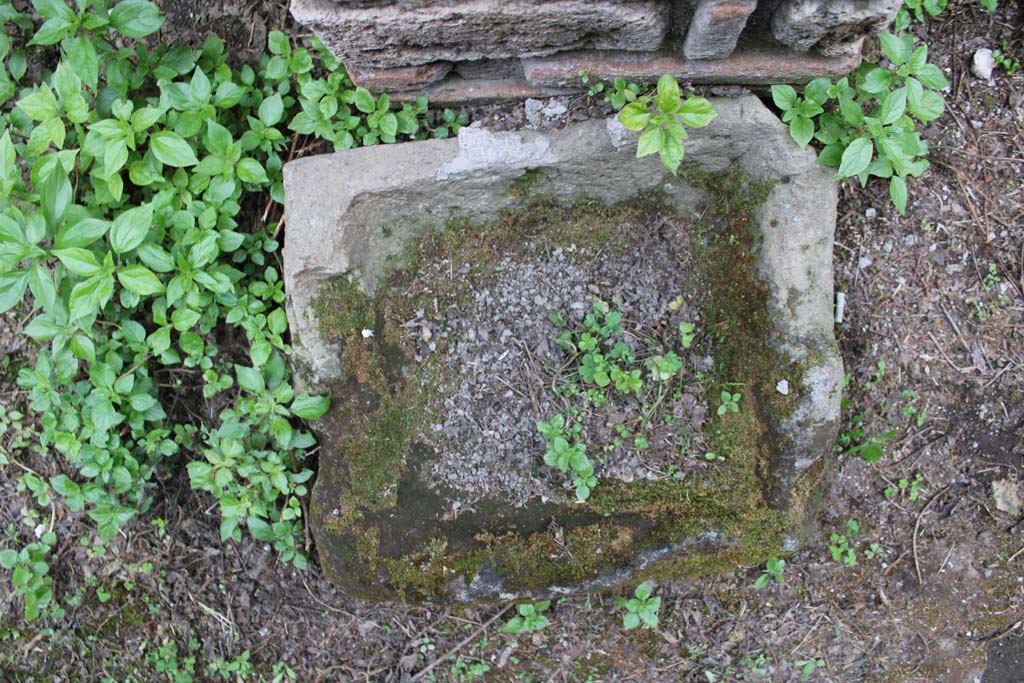IX.5.4 Pompeii. March 2019. Room e, base of pilaster near west wall.
Foto Christian Beck, ERC Grant 681269 DÉCOR.