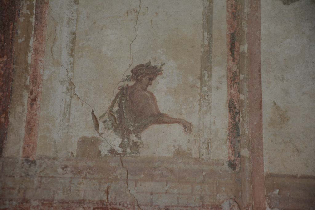 IX.5.6 Pompeii. May 2017. Room i, detail of figure on west side of upper north wall in north-west corner
Foto Christian Beck, ERC Grant 681269 DÉCOR.