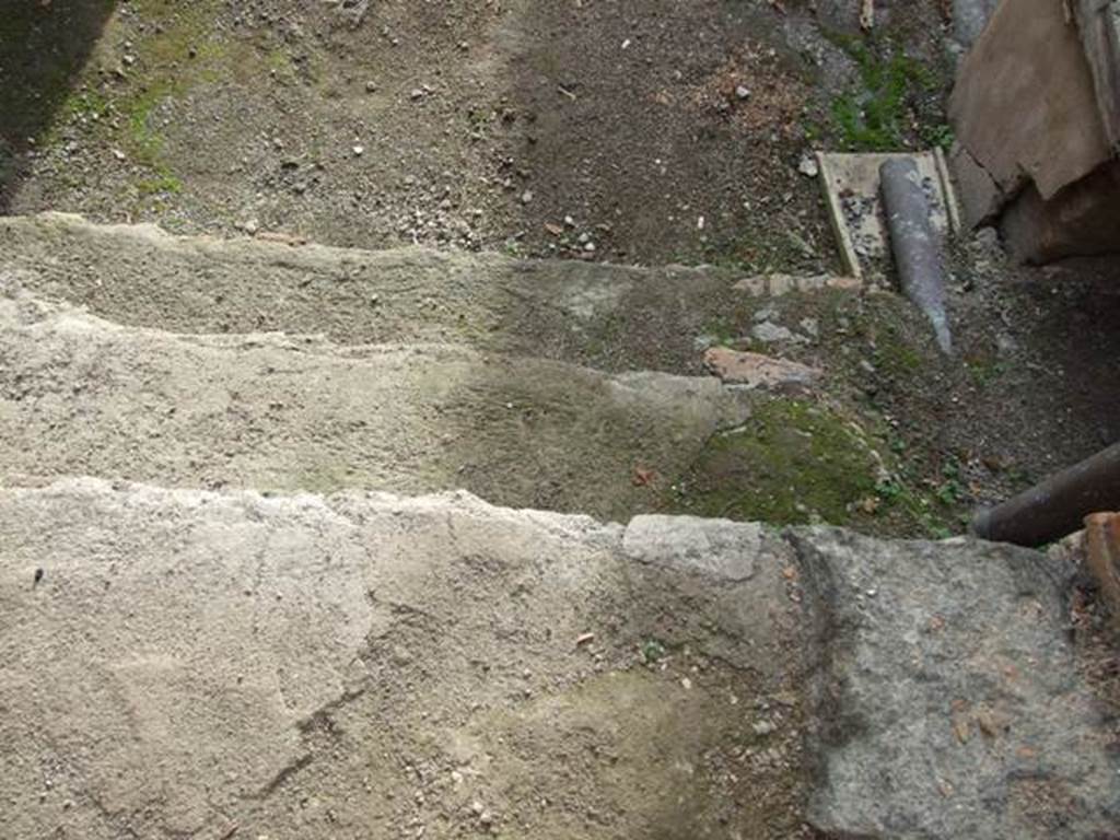 IX.5.6 Pompeii. December 2007. Steps down to room n, passageway, from room l (L).