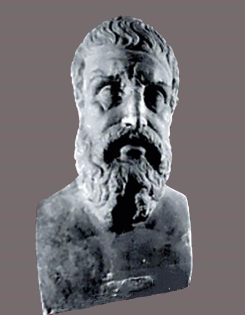 IX.5.6 Pompeii. Room u. Marble bust of Epicurus.
Now in Naples Archaeological Museum. Inventory number 111392.