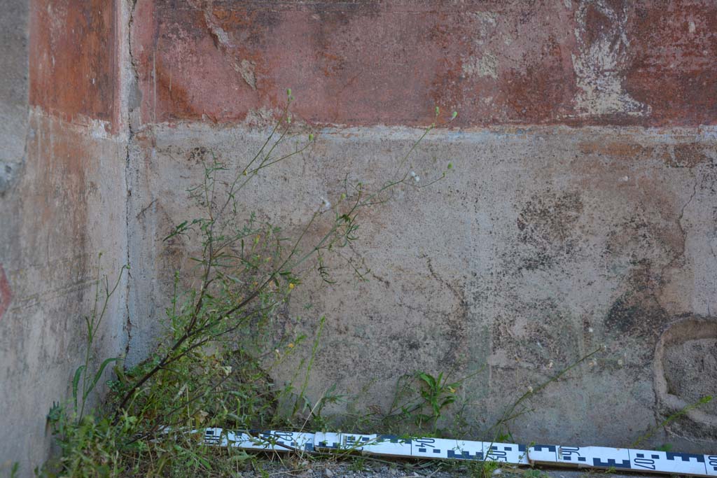 IX.5.6 Pompeii. May 2017. West ala d, north-west corner, detail of black zoccolo on north wall.
Foto Christian Beck, ERC Grant 681269 DÉCOR.