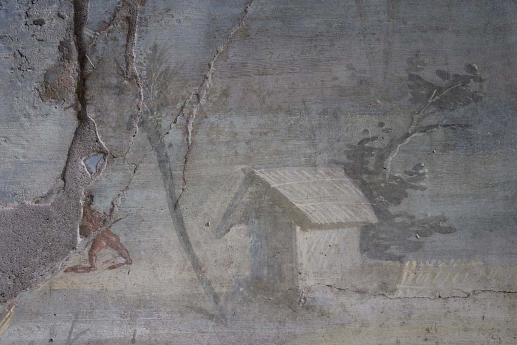 IX.5.9 Pompeii. May 2019. Room “l (L)”, detail from upper south wall at west end.
Foto Christian Beck, ERC Grant 681269 DÉCOR.