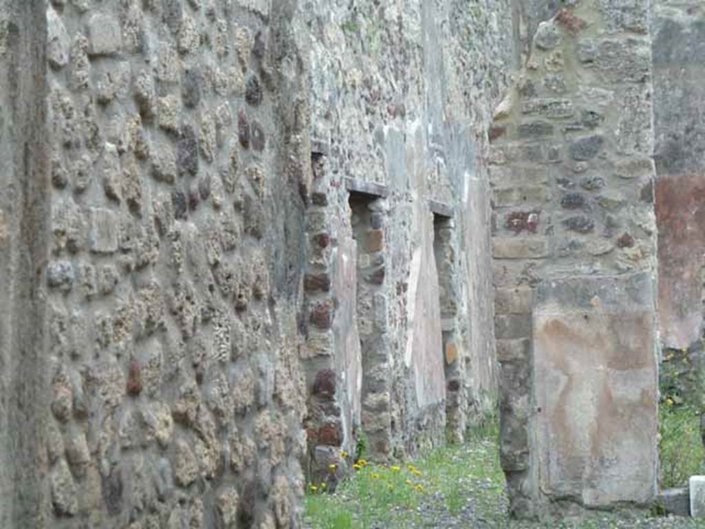 IX.5.9 Pompeii. May 2010. Doorways of rooms “m” and “n”, on east side of peristyle.