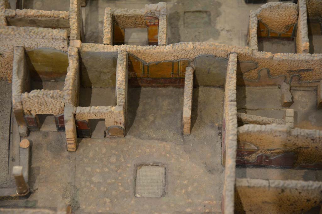IX.5.9 Pompeii. July 2017. Rooms on west side of atrium.
From cork model in Naples Archaeological Museum.
Foto Annette Haug, ERC Grant 681269 DÉCOR