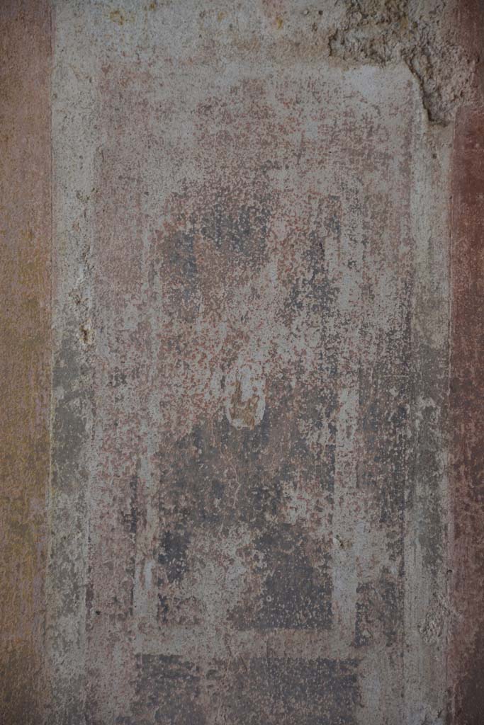 IX.5.11 Pompeii. May 2017.
Room e, panel with detail of painted remains of architectural view on west side of central panel on south wall.
Foto Christian Beck, ERC Grant 681269 DÉCOR.