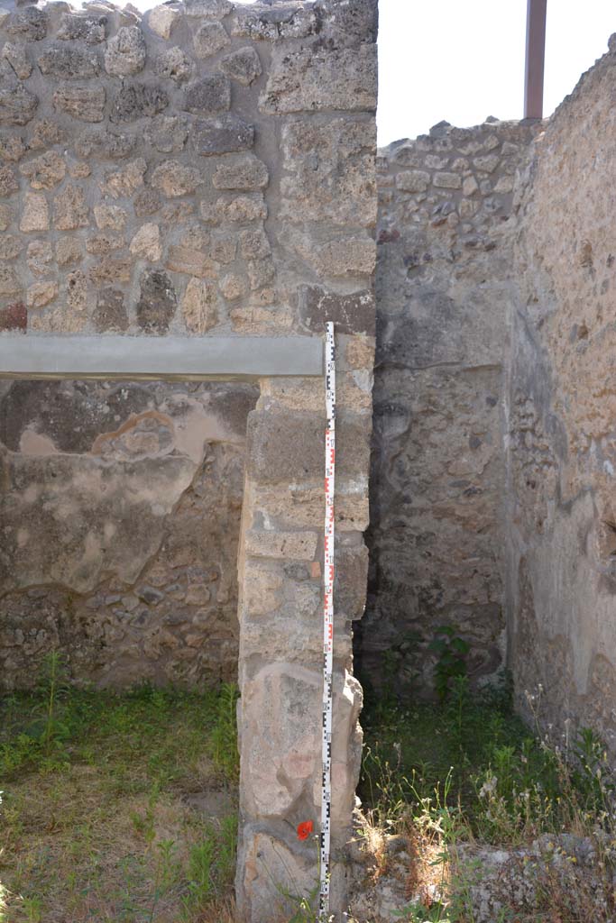 IX.5.11 Pompeii. May 2017. Peristyle n, detail of pilaster on west side between rooms o and u.
Foto Christian Beck, ERC Grant 681269 DÉCOR.