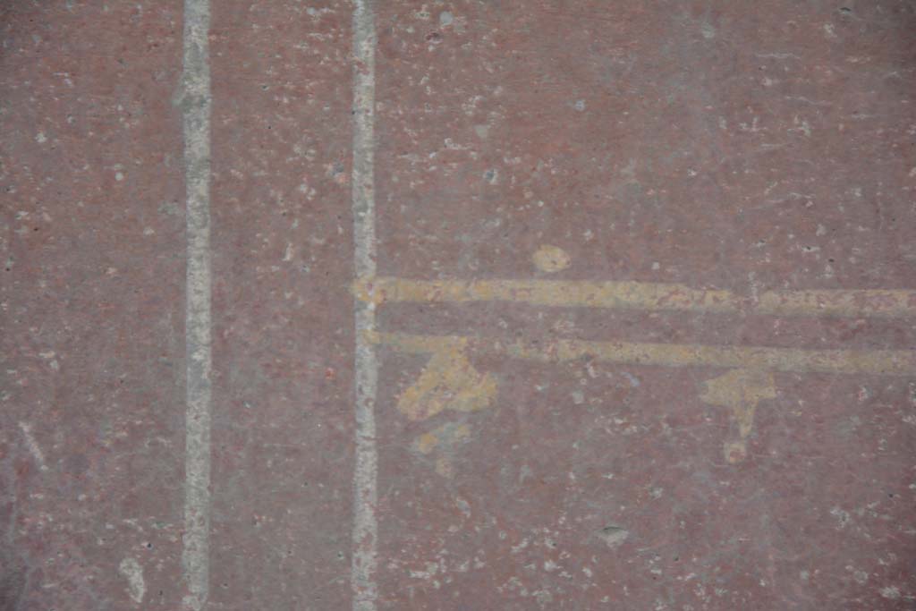 IX.5.11 Pompeii. May 2017. Room g, detail of painted decoration on red zoccolo on lower north wall.
Foto Christian Beck, ERC Grant 681269 DÉCOR.