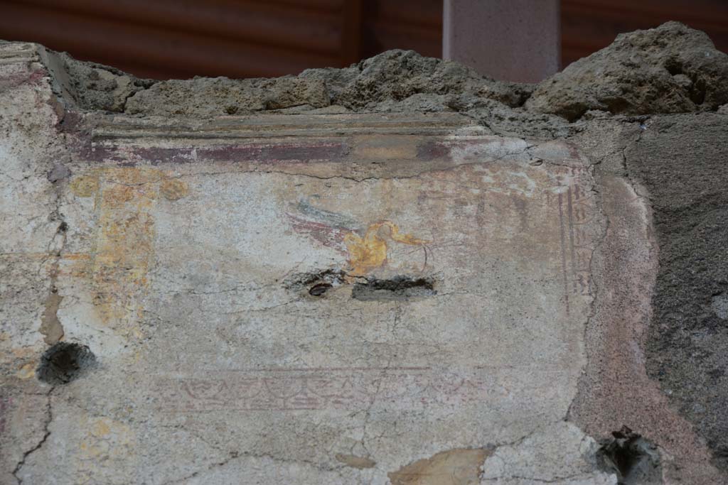IX.5.11 Pompeii. March 2017. Room i, detail of painted swan and painted decoration from upper centre of west wall.
Foto Christian Beck, ERC Grant 681269 DÉCOR.