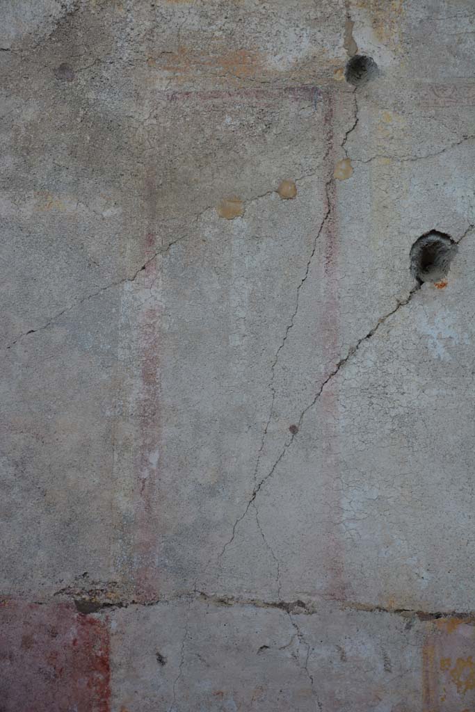 IX.5.11 Pompeii. May 2017. Room i, detail of panel below painted swan in centre of west wall.
Foto Christian Beck, ERC Grant 681269 DÉCOR.