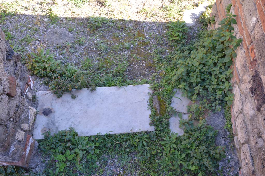 IX.5.14 Pompeii. May 2017. Room “b”, south-west corner of atrium, threshold of doorway into room “m”.
Foto Christian Beck, ERC Grant 681269 DÉCOR.