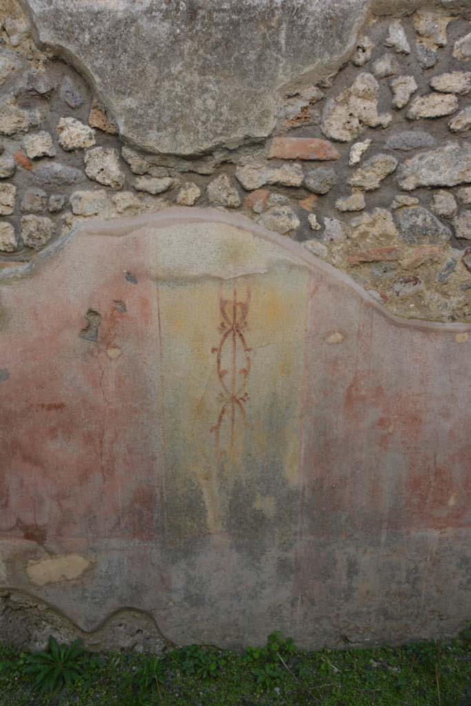 IX.5.14 Pompeii. March 2017. Room “d,” detail of panel on west wall with painted candelabra.
Foto Christian Beck, ERC Grant 681269 DÉCOR.