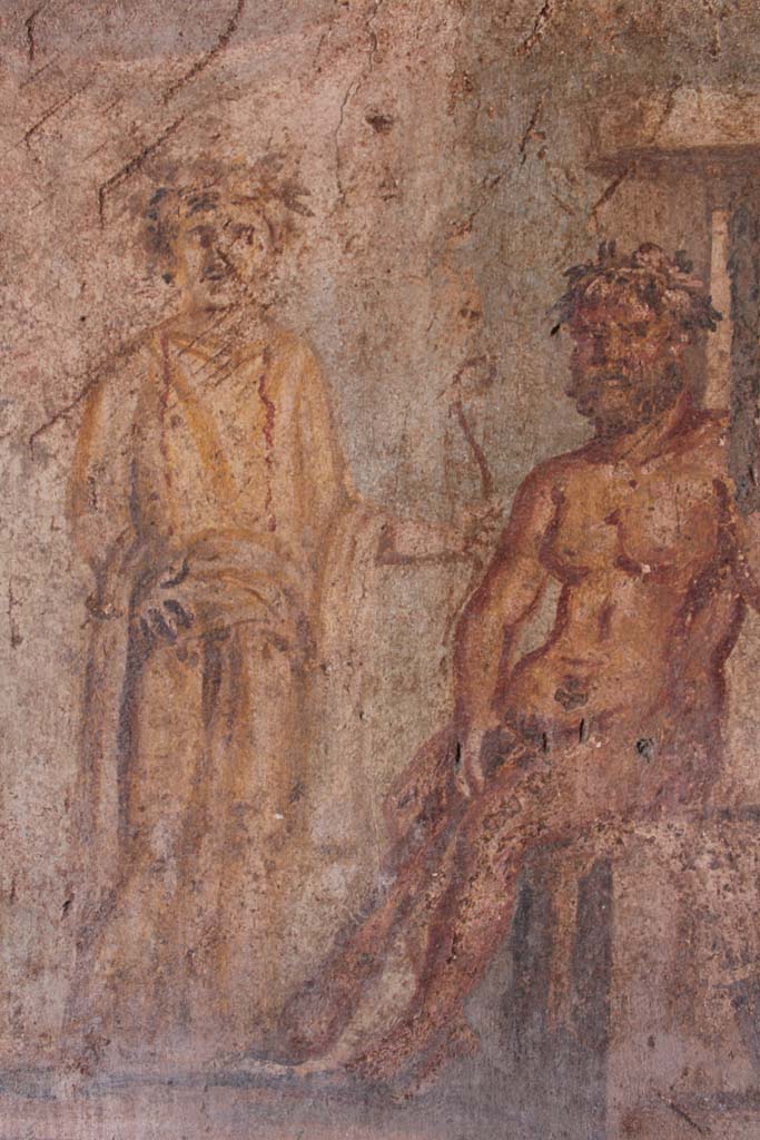 IX.5.14 Pompeii. May 2019. Room “g”, detail from wall painting of Hercules and Omphale.
Foto Christian Beck, ERC Grant 681269 DÉCOR.