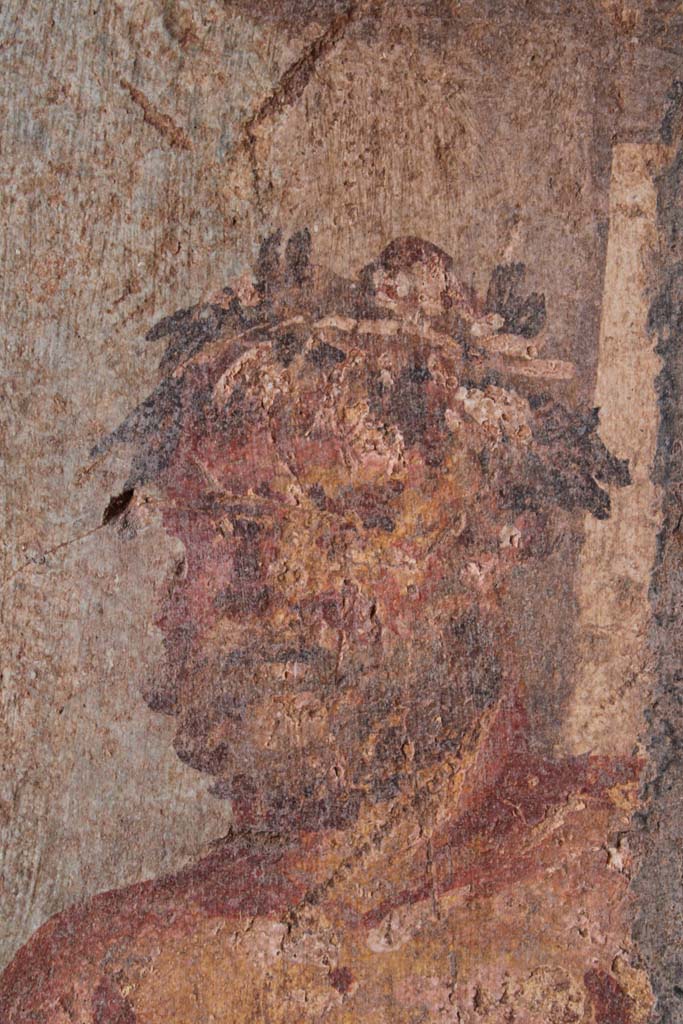 IX.5.14 Pompeii. May 2019. Room “g”, detail of Hercules.
Foto Christian Beck, ERC Grant 681269 DÉCOR.