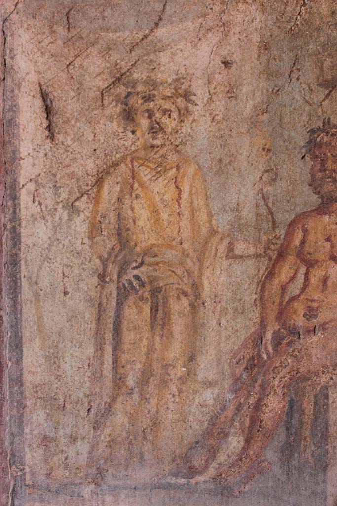 IX.5.14 Pompeii. May 2019. Room “g”, detail of Omphale from painting on north wall.
Foto Christian Beck, ERC Grant 681269 DÉCOR.