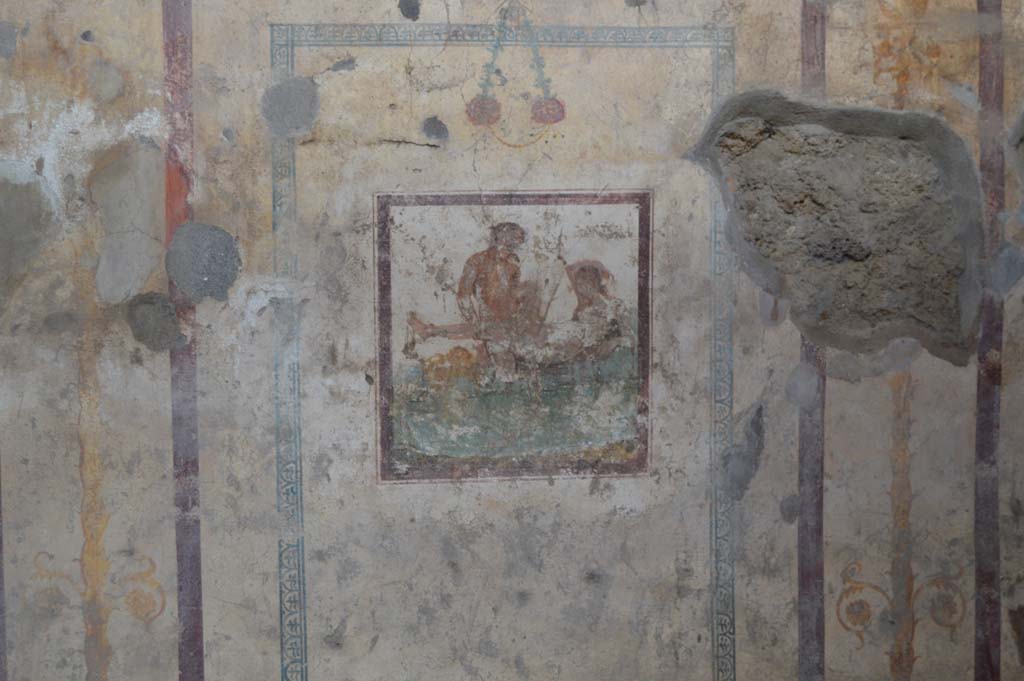 IX.5.16 Pompeii. March 2018. Cubiculum f’, detail of central painting on west wall.
Foto Taylor Lauritsen, ERC Grant 681269 DÉCOR.