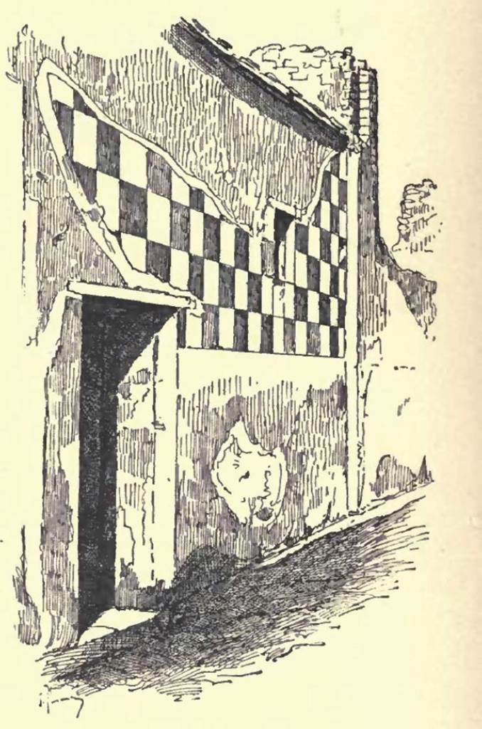 IX.5.17, Pompeii. C.1900. Drawing by Pierre Gusman of entrance doorway and painted facade.
See Gusman P., 1900. Pompeii: The City, Its Life & Art. London: Heinemann, p. 192.