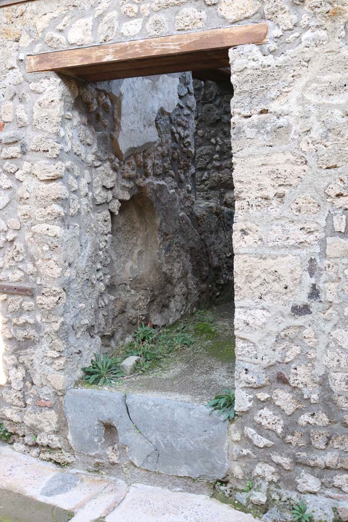 IX.6.2 Pompeii. December 2018.
Looking through entrance doorway towards north wall with niche. Photo courtesy of Aude Durand.