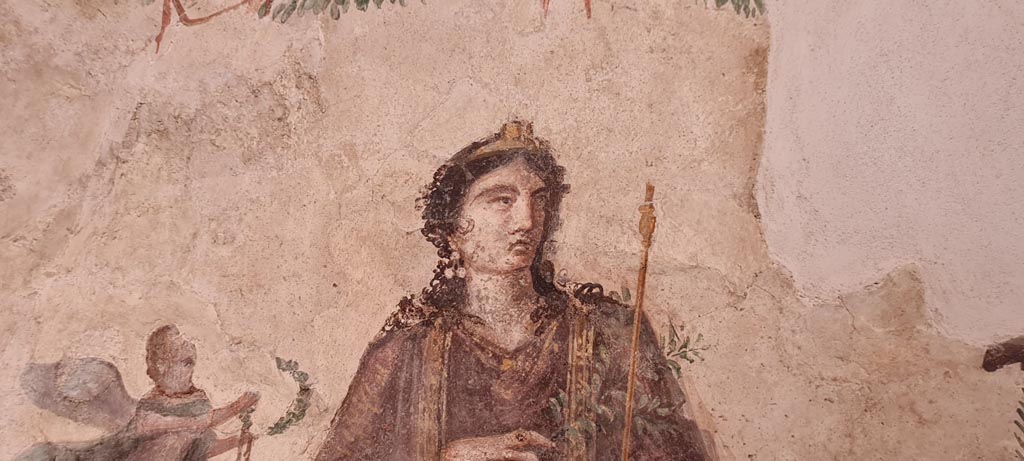 IX.7.1 Pompeii. April 2022.
Detail from fresco of Venus Pompeiana with cupid, photographed on display in Antiquarium. Photo courtesy of Giuseppe Ciaramella.