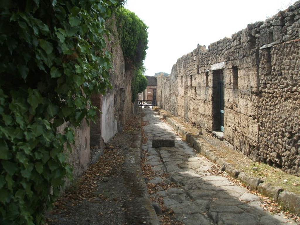 IX.7.16, Pompeii. September 2004. Vicolo di Tesmo looking south. IX.1