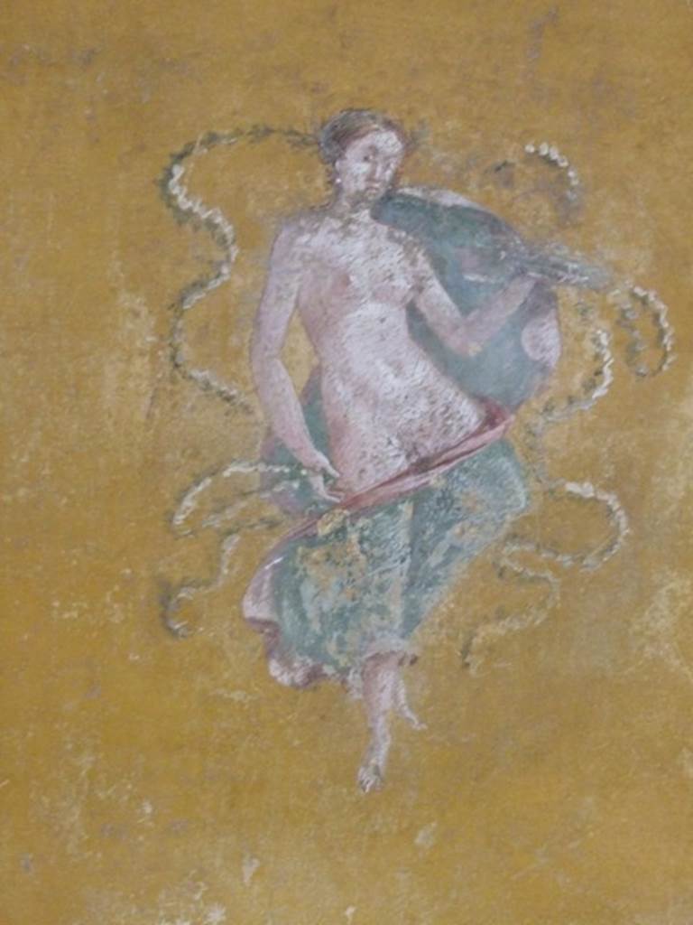 IX.8.6 Pompeii. December 2007. Room 39, painting of floating maenad holding a tray in her left hand, from outer room.