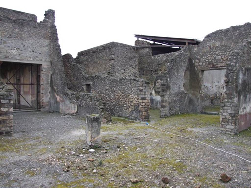 IX.8.6 Pompeii. March 2009. Atrium of IX.8.3, looking south west across site of Impluvium, towards Rooms 54, 42, 46 and 43.