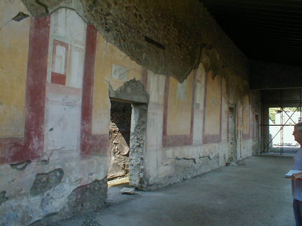 IX.8.6 Pompeii. September 2004. West portico, looking north from doorway of room 22.