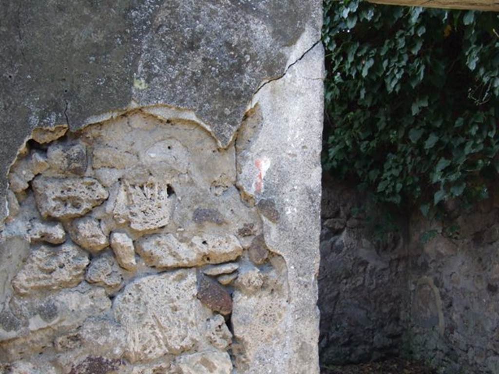 IX.9.11 Pompeii. March 2009. Atrium. Wall between Room 3 and room 4.