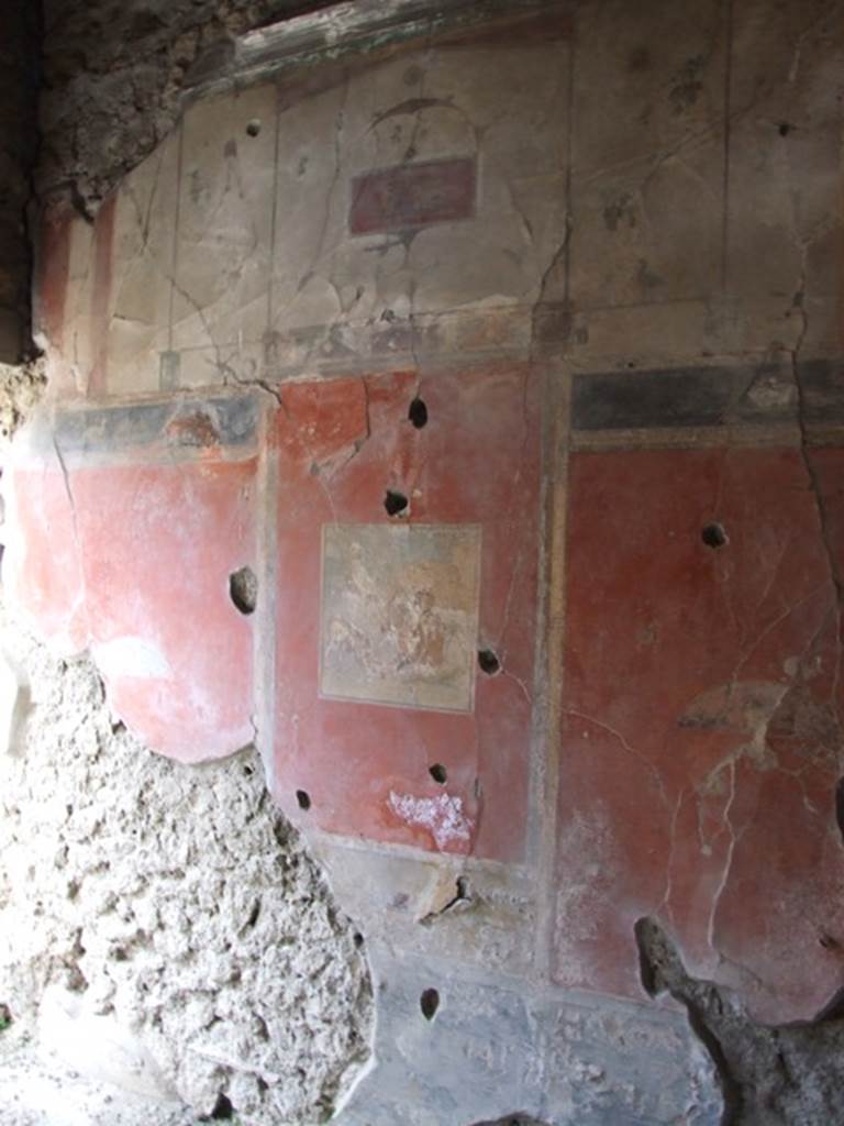 IX.9.c Pompeii. March 2009. West wall of cubiculum. According to NdS, the painting on the west wall was of better preserved and better executed than the one on the east wall.
See Notizie degli Scavi, 1889, p.127