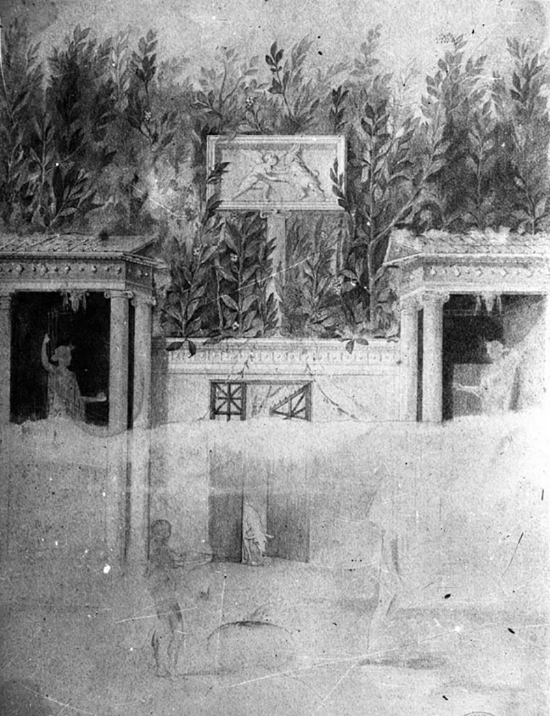 IX.9.c Pompeii. W.1444. Wall painting from central panel on south wall of triclinium.
Photo by Tatiana Warscher. Photo © Deutsches Archäologisches Institut, Abteilung Rom, Arkiv.