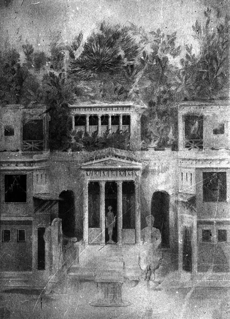 IX.9.c Pompeii. W.1445. Central wall painting from west wall of triclinium.
Photo by Tatiana Warscher. Photo © Deutsches Archäologisches Institut, Abteilung Rom, Arkiv.