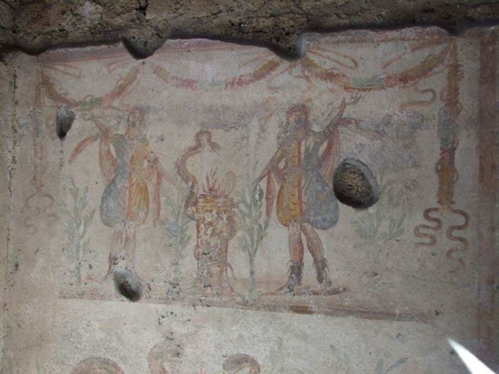 IX.9.c Pompeii. March 2009. Lararium on North wall of Kitchen.