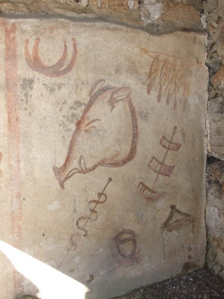 IX.9.c Pompeii. March 2009. Lararium on North wall of Kitchen.