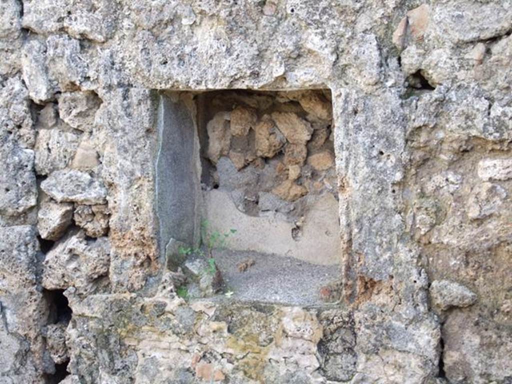 IX.9.e Pompeii. March 2009. Room 17, Small Atrium. Square niche in south wall.