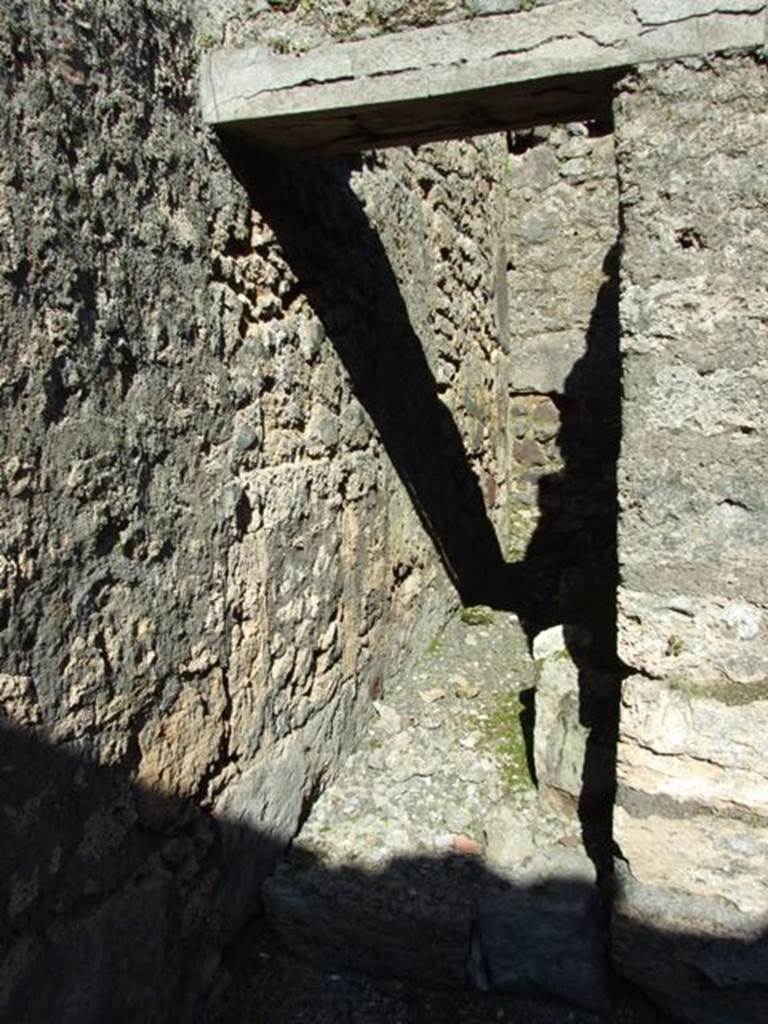IX.9.f Pompeii. March 2009. Doorway to Staircase to upper floor, with Latrine underneath.