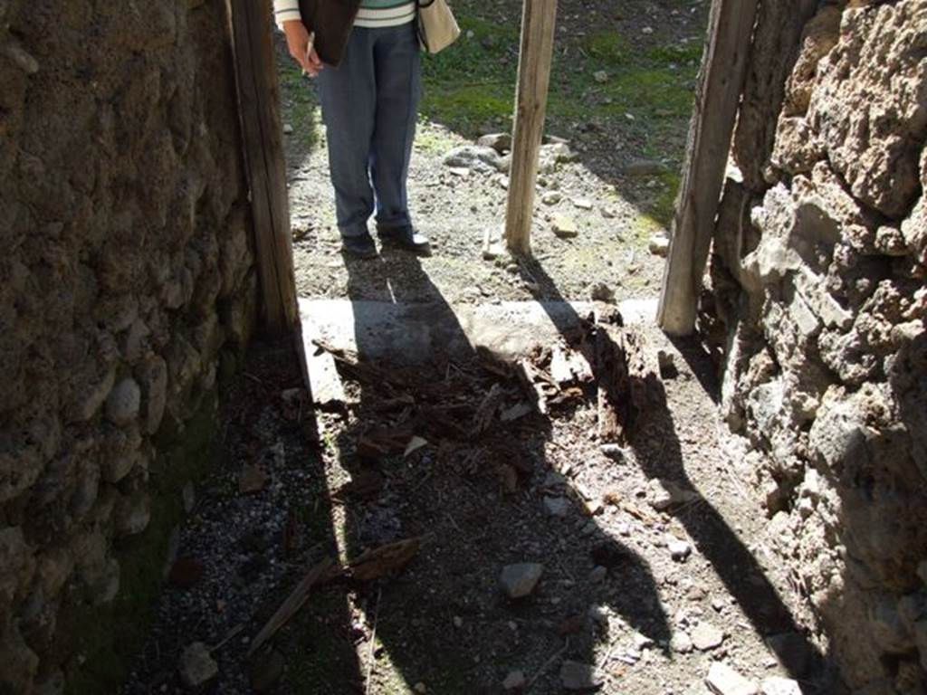 IX.9.f Pompeii. March 2009. Entrance threshold or sill. Looking west.