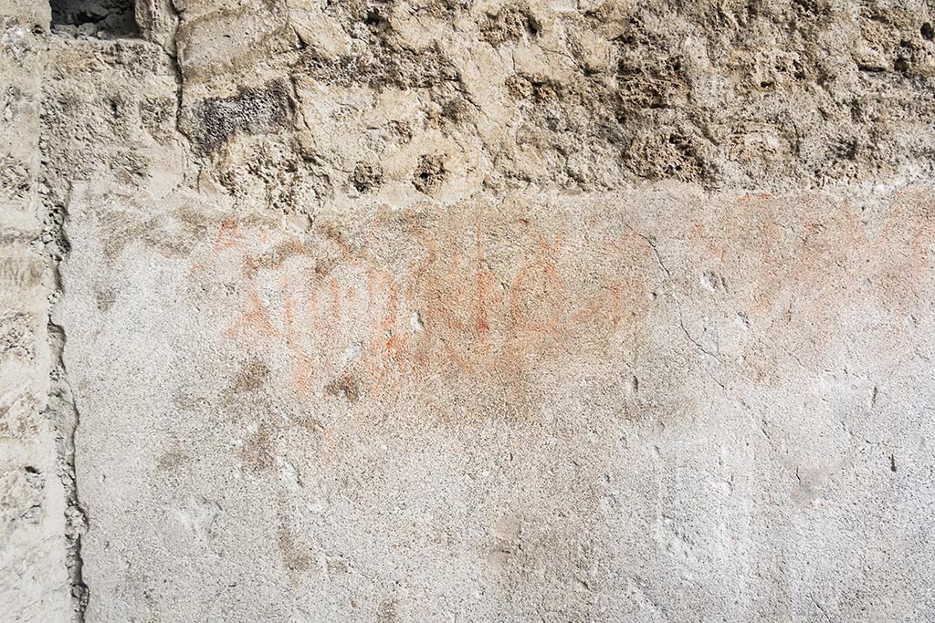 IX.10.1, Pompeii. July 2024. Room 12, detail from east end of south wall. Photo courtesy of Johannes Eber.
