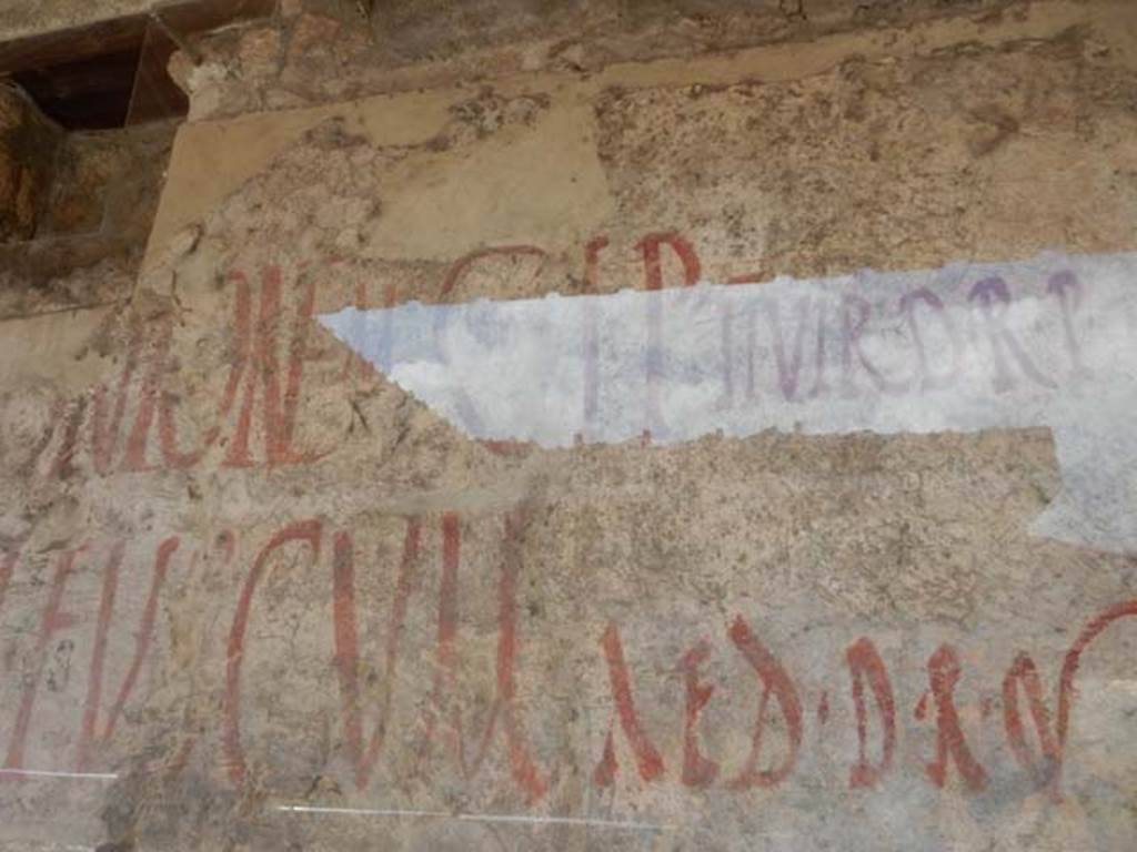 IX.11.3 and IX.11.4 Pompeii. May 2016. Detail from graffiti between entrances 3 and 4.
Photo courtesy of Buzz Ferebee.