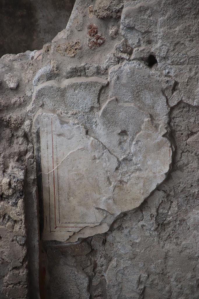 IX.12.4 Pompeii. October 2024.
Room “o”, upper north wall at west end. Photo courtesy of Klaus Heese.