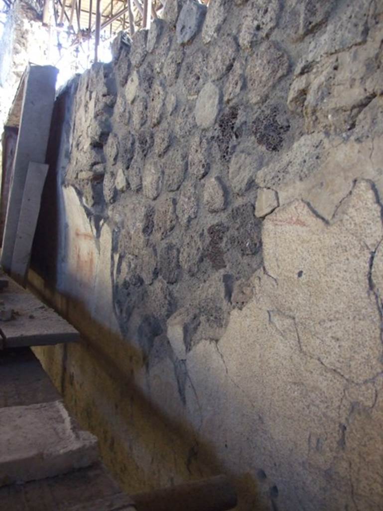 IX.12.6 Pompeii. March 2009.
Room “n1”, looking along west wall towards the preparatory sketch for the lararium.