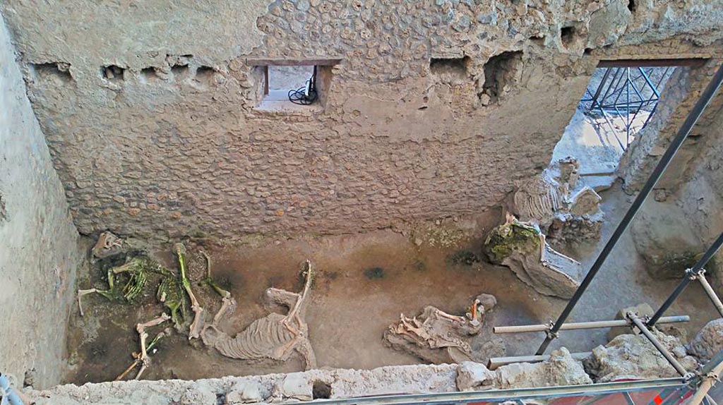 IX.12.8 Pompeii. 2016/2017. Looking east across stable “n”, from above. Photo courtesy of Giuseppe Ciaramella.