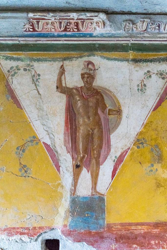 IX.13.1-3 Pompeii. October 2021.
Room 17, painted figure on upper east wall. Photo courtesy of Johannes Eber.