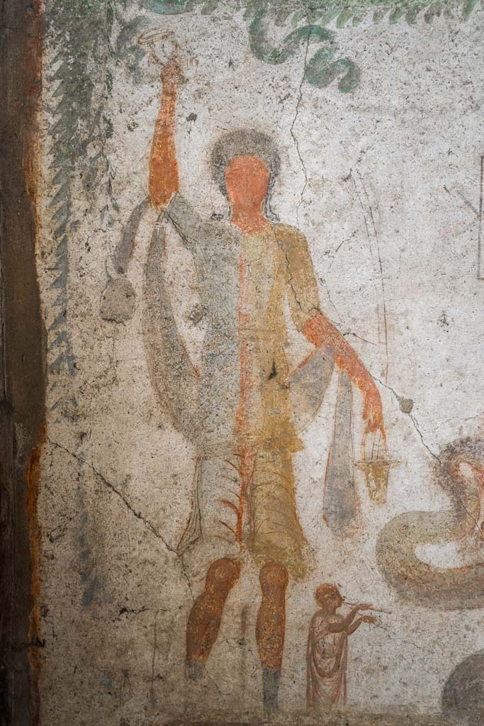 IX.13.1-3 Pompeii. October 2021.
Room 21, detail from lararium. Photo courtesy of Johannes Eber.