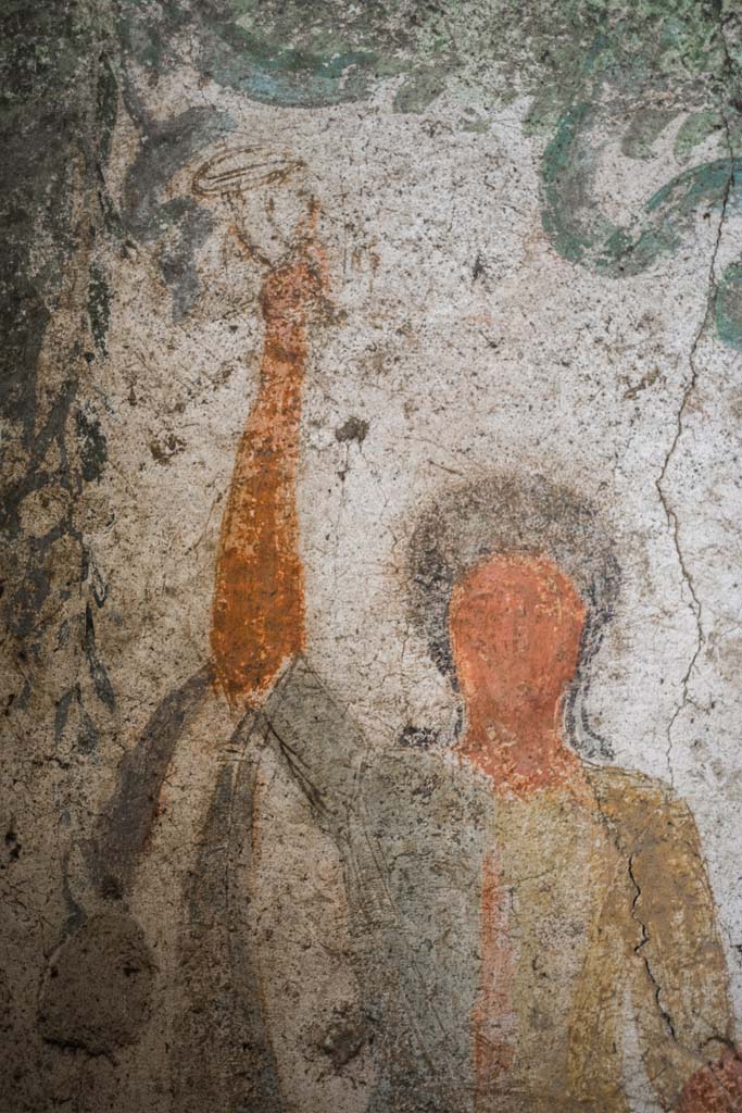 IX.13.1-3 Pompeii. October 2021.
Room 21, detail from lararium. Photo courtesy of Johannes Eber.
