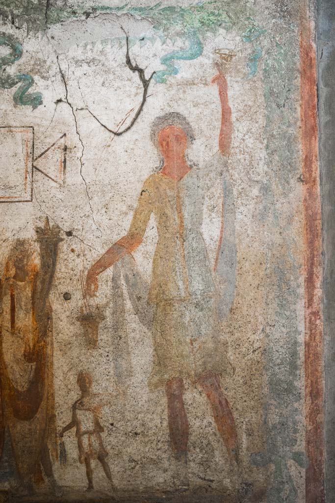IX.13.1-3 Pompeii. October 2021.
Room 21, detail from lararium. Photo courtesy of Johannes Eber.