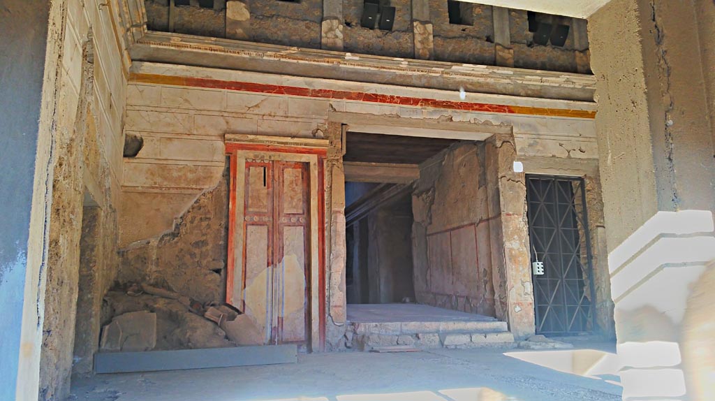 IX.13.3 Pompeii. December 2019. Room 1, looking towards north wall.
In the north-west corner, on left, is a heap of lime that highlights the restoration works in progress at the time of the eruption.
Photo courtesy of Giuseppe Ciaramella.